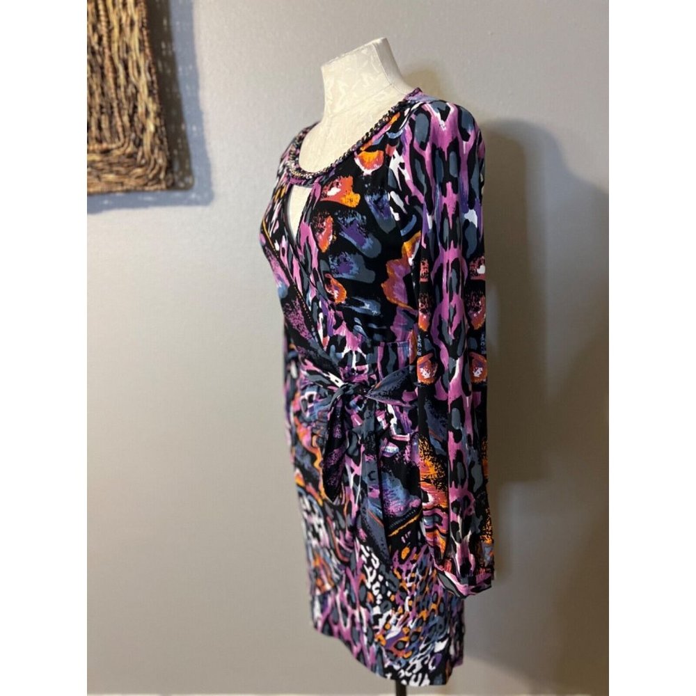 Hale Bob Dress S Small Stretch Career Church Washable Long Sleeve Colorful - Picture 9 of 12